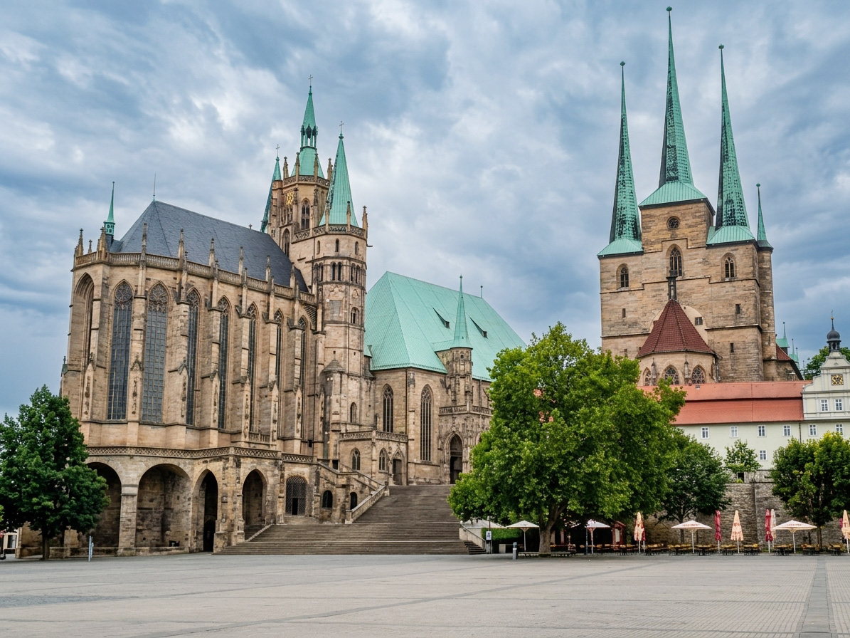 Erfurt. Domplatz mit der Die Hohe Domkirche St. Marien zu Erfurt.