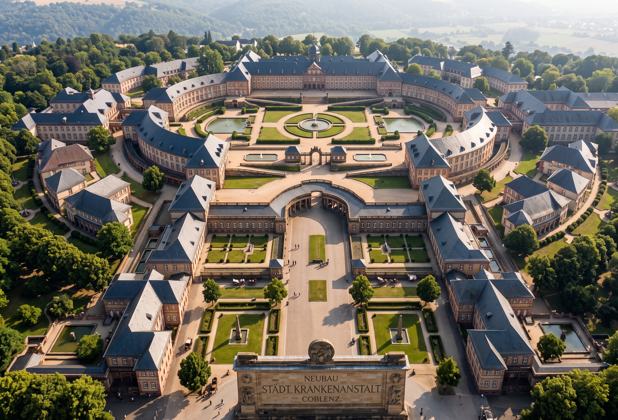 Spätestens nach dem Ersten Weltkrieg zeichnete sich ab, dass die Kapazitäten des alten Bürgerhospitals im Kastorviertel auf Dauer nicht mehr ausreichen würden. Deswegen plante man, die traditionsreiche Einrichtung auf das Kemperhofgelände zu verlegen. Die ursprünglichen Planungen waren überdimensioniert. Man sprach tatsächlich über eine Einrichtung mit 1000 Betten. Bei den ersten Planungen orientierte man sich an klassischen Idealen, die schon fast an einen Schlossbau erinnern. Kein Wunder, dass die kühnen Visionen niemals Wirklichkeit wurden.