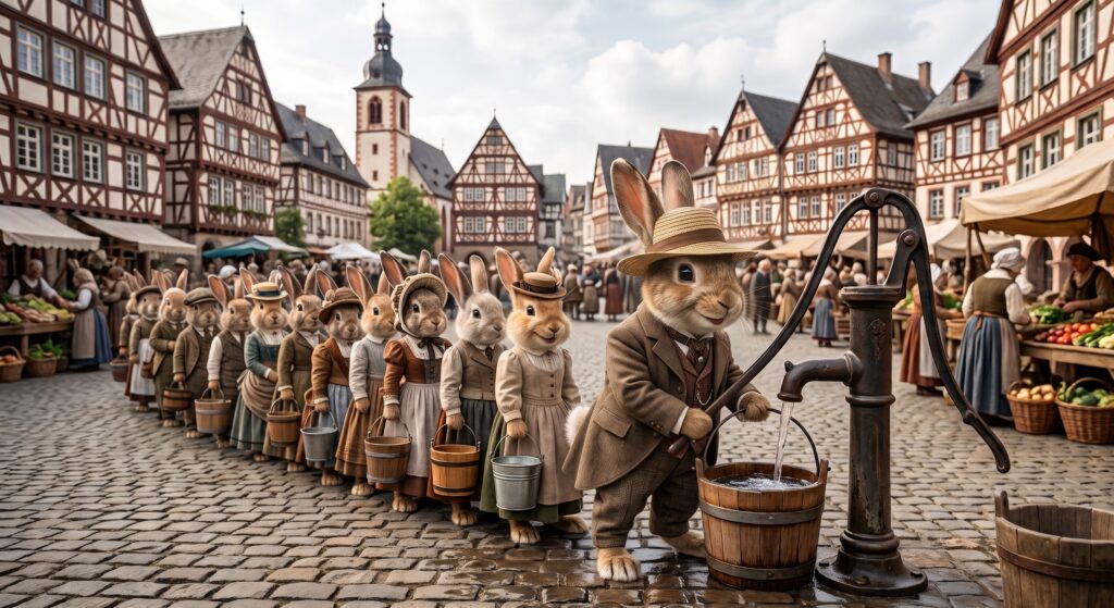 Im Laufe des 19. Jahrhunderts wurde die Wasserversorgung in vielen Städten und Gemeinden verbessert. Die klassischen Ziehbrunnen verschwanden zunehmend, sie wurden durch hygienischere Schwengelpumpen ersetzt. Dennoch war es bis zur gut funktionierenden zentralen Wasserversorgung noch ein weiter Weg, was auch die Situation in den rechtsrheinischen Orten zeigte.