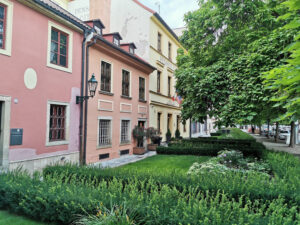 Pilsen: Historische Häuser mit Altstadt-Pension.